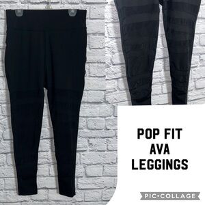 POP Fit 2XL Ava Black Mesh Cut Out Leggings Plus